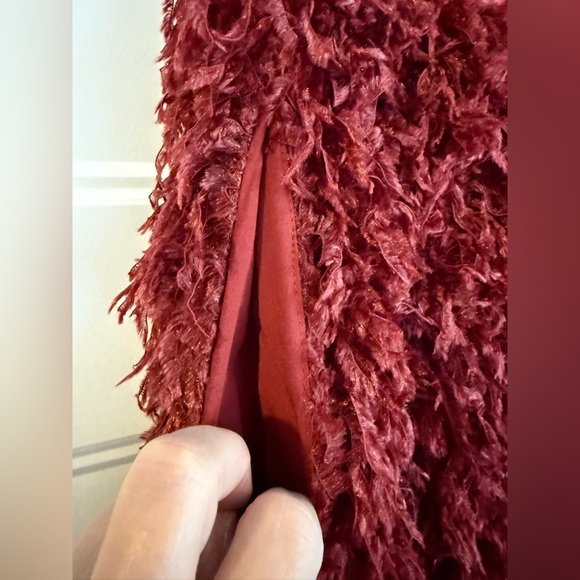 NWT Anthropologie Sunday in Brooklyn Chantal Ostrich Red Feather Long Skirt, S - Picture 6 of 9